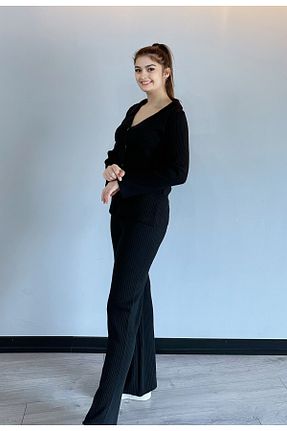 ست بالاتنه و پائین تنه مشکی زنانه تریکو Modaise Erva - کد 797984979