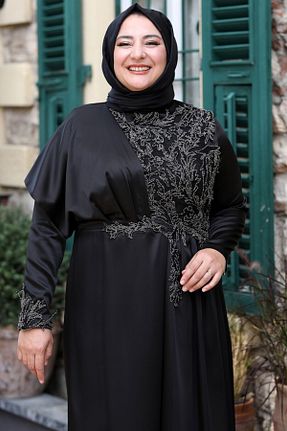 لباس مجلسی حجاب مشکی زنانه یقه ایستاده Emsale - کد 765958345