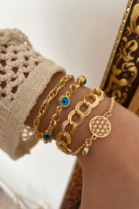 دستبند جواهر طلائی زنانه کد 684842366