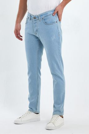 شلوار جین آبی مردانه پاچه تنگ پنبه (نخی) پوشاک ورزشی کد 54711003