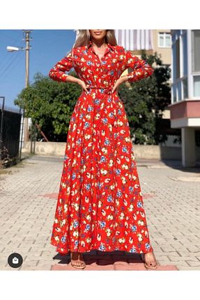 لباس قرمز زنانه بافتنی CİXAPLE - کد 215384455