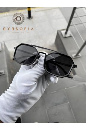 عینک آفتابی مشکی زنانه 50 UV400 تیتانیوم سایه روشن هندسی کد 347743478