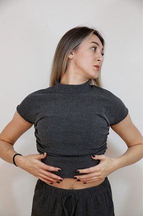 بلوز طوسی زنانه ساده SHINEWEAR - کد 798778859