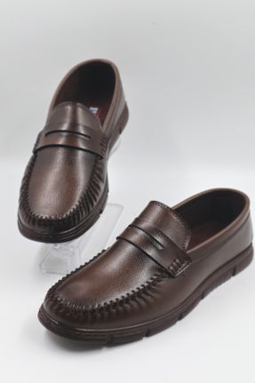کفش کلاسیک قهوه ای مردانه چرم مصنوعی پاشنه کوتاه ( 4 - 1 cm ) پاشنه ساده کد 799449074