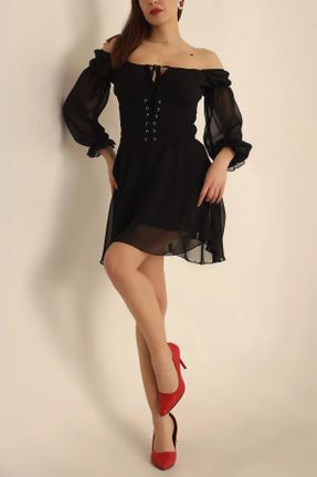لباس مشکی زنانه بافت رگولار آستین-بلند کد 798993524