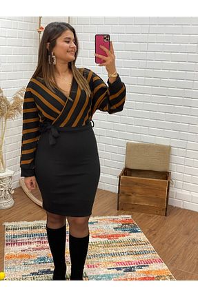 لباس قهوه ای زنانه بافتنی su.butiksu - کد 458299163