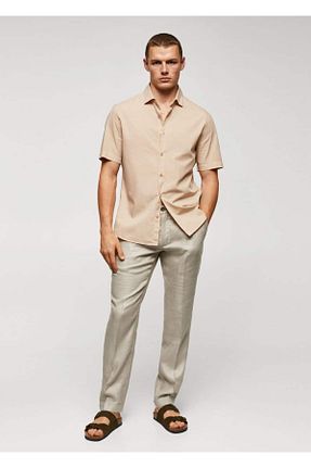 پیراهن بژ مردانه رگولار MANGO Man - کد 748877171