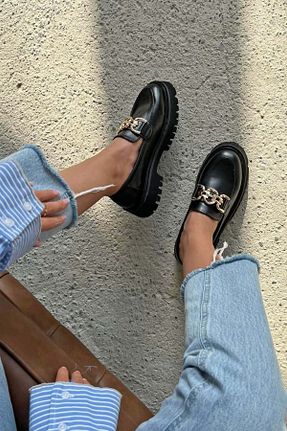 کفش آکسفورد طلائی زنانه چرم مصنوعی Ayakkabı Vakti - کد 799332471