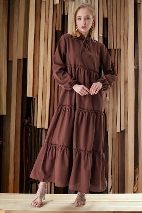 لباس قهوه ای زنانه بافتنی ویسکون رگولار آستین-بلند کد 726067302