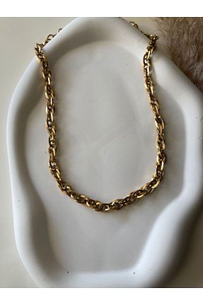 گردنبند استیل ( فولاد ) طلائی زنانه استیل (فولاد) Cloveco - کد 799448976