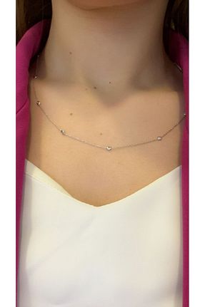گردنبند طلا سفید زنانه 14 عیار BERK MÜCEVHERAT - کد 800370384