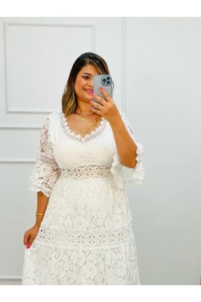 لباس سفید زنانه بافتنی دانتل رگولار کد 366751822