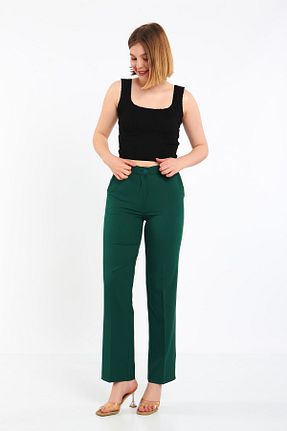 شلوار پارچه ای سبز زنانه فاق نرمال Blue Black - کد 737940148