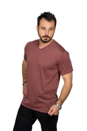 تی شرت بنفش مردانه رگولار یقه هفت پنبه - پلی استر تکی بیسیک کد 780640809