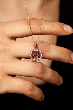 گردنبند نقره صورتی زنانه 925 عیار Roza Silver - کد 800234817