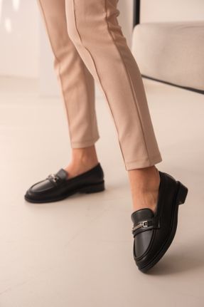 کفش لوفر مشکی زنانه چرم مصنوعی پاشنه کوتاه ( 4 - 1 cm ) کد 785117923