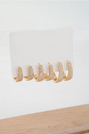 گوشواره استیل (فولاد) طلائی زنانه استیل (فولاد) By Zeyna Aksesuar - کد 800509609