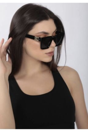 عینک آفتابی مشکی زنانه 50 UV400 استخوان سایه روشن مستطیل کد 384246733