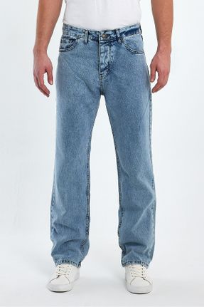 شلوار جین آبی مردانه پاچه گشاد فاق بلند جین اورسایز بلند کد 789458499