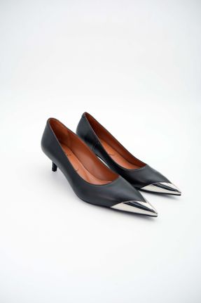 کفش پاشنه بلند کلاسیک مشکی زنانه چرم طبیعی پاشنه ضخیم پاشنه متوسط ( 5 - 9 cm ) کد 800013181