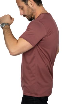 تی شرت بنفش مردانه رگولار یقه هفت پنبه - پلی استر تکی بیسیک کد 780640809