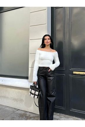 پلیور سفید زنانه ساده GM Butikk - کد 778325336