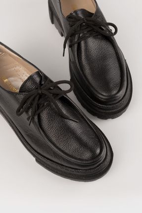 کفش آکسفورد مشکی زنانه چرم طبیعی پاشنه کوتاه ( 4 - 1 cm ) کد 717244654