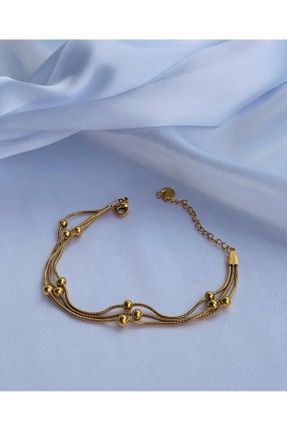 دستبند استیل طلائی زنانه فولاد ( استیل ) کد 800521653