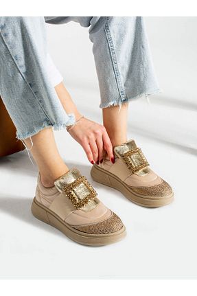 کفش اسنیکر قهوه ای زنانه بند دار Alemdar Shoes - کد 800150132