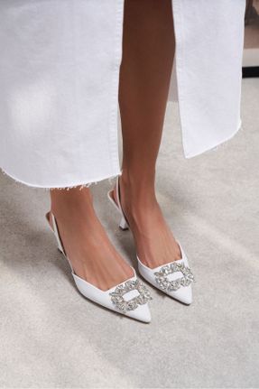 کفش پاشنه بلند کلاسیک سفید زنانه پاشنه نازک پاشنه متوسط ( 5 - 9 cm ) کد 711014814
