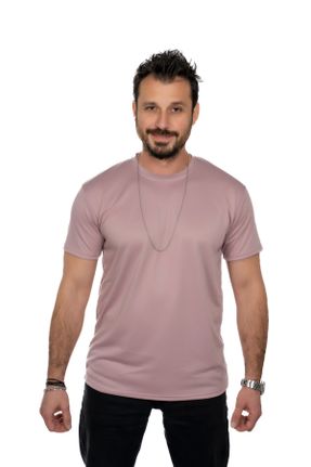 تی شرت صورتی مردانه رگولار یقه گرد پنبه (نخی) تکی بیسیک کد 780627131