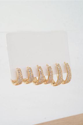 گوشواره استیل (فولاد) طلائی زنانه استیل (فولاد) By Zeyna Aksesuar - کد 800509609