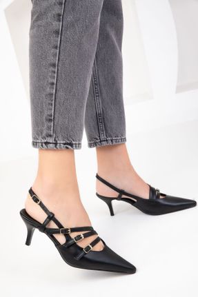کفش پاشنه بلند کلاسیک مشکی زنانه چرم مصنوعی پاشنه نازک پاشنه متوسط ( 5 - 9 cm ) کد 798359263