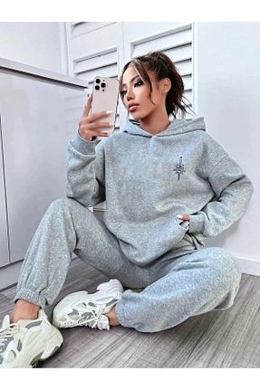 ست بالاتنه و پائین تنه طوسی زنانه بافت Genel Markalar - کد 799844991
