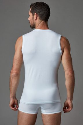 تی شرت سفید مردانه اسلیم فیت یقه هفت مودال تکی کد 1842251