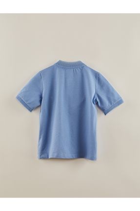 تی شرت آبی بچه گانه یقه پولو اورسایز تکی طراحی کد 800312627