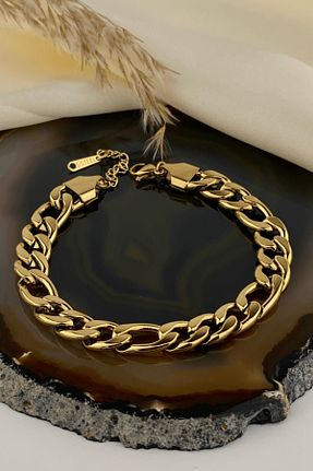 دستبند استیل (فولاد) طلائی زنانه استیل (فولاد) tokasepeticom - کد 134217586
