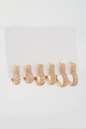 گوشواره استیل طلائی زنانه فولاد ( استیل ) کد 800508179
