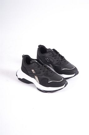 کفش اسنیکر مشکی زنانه بند دار Moda Değirmeni - کد 800790486