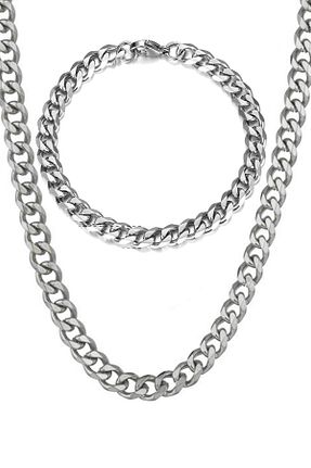 گردنبند استیل ( فولاد ) سفید مردانه استیل (فولاد) Takı Dükkanı - کد 763217406