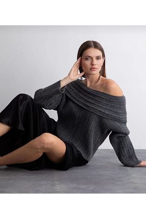 پلیور طوسی زنانه ساده ZF BUTİK - کد 801115930
