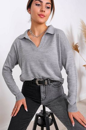 پلیور طوسی زنانه ساده BEŞİR GİYİM - کد 82673676