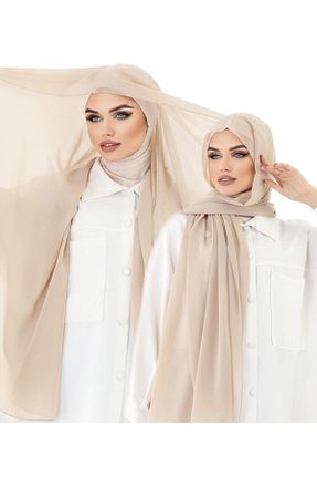 روسری بژ شیفون zocac - کد 701110332