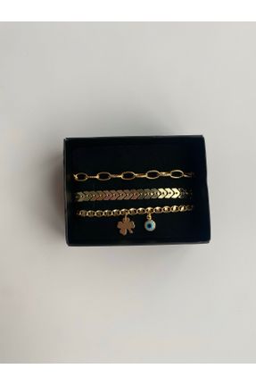 دستبند جواهر طلائی زنانه برنز کد 800793987