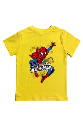 تی شرت زرد بچه گانه رگولار یقه گرد پنبه (نخی) کد 800914662