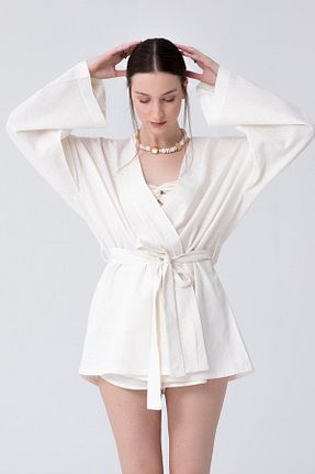 کیمونو و کافتان نباتی زنانه کتان SHEISMONO - کد 303006441
