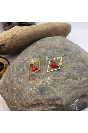 گوشواره جواهر قرمز سنگ طبیعی Porsuk Alternatif - کد 47757341