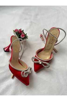 کفش پاشنه بلند کلاسیک قرمز زنانه چرم مصنوعی Gamze Shoes - کد 219581725