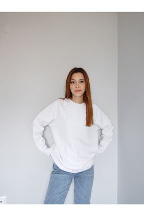 سوئیشرت سفید زنانه ساده MupariModa - کد 734494476