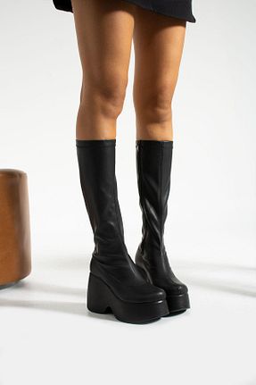 چکمه مشکی زنانه پاشنه متوسط (5-9 سانتی متر) Gökçe Shoes - کد 775771864